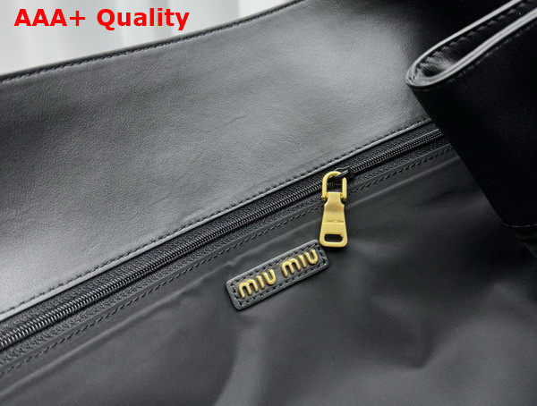 Miu Miu Leather Hobo Bag in Black 5BC119 Replica