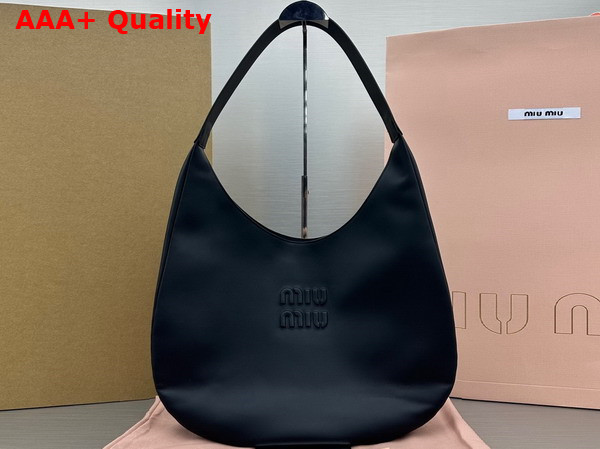 Miu Miu Leather Hobo Bag in Black 5BC155 Replica