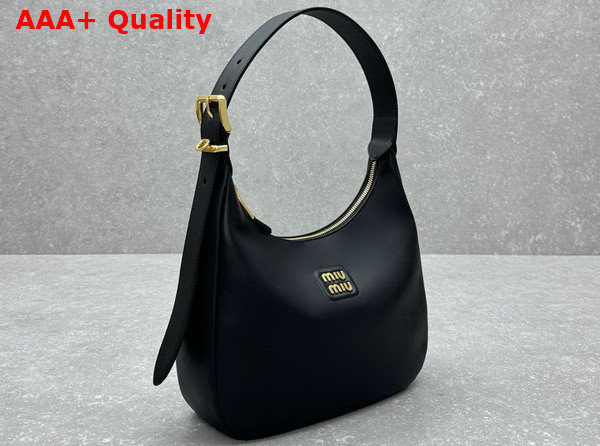 Miu Miu Leather Hobo Bag in Black 5BC177 Replica