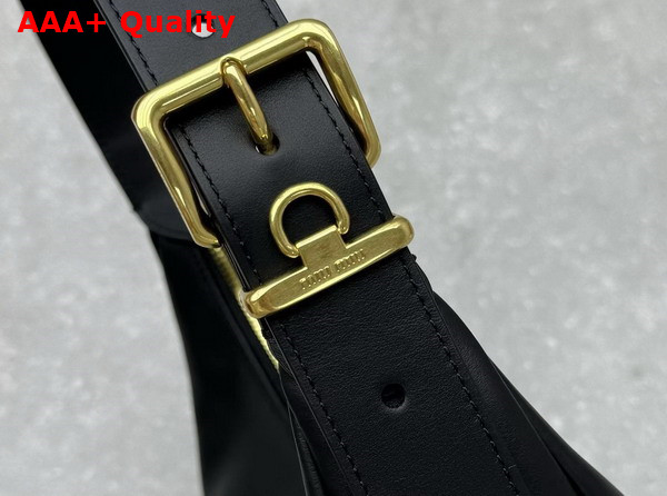 Miu Miu Leather Hobo Bag in Black 5BC177 Replica