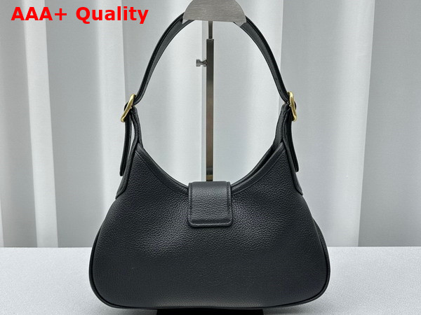 Miu Miu Leather Hobo Bag in Black Goatskin with Snap Hook Replica