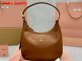 Miu Miu Leather Hobo Bag in Cognac 5BC177 Replica