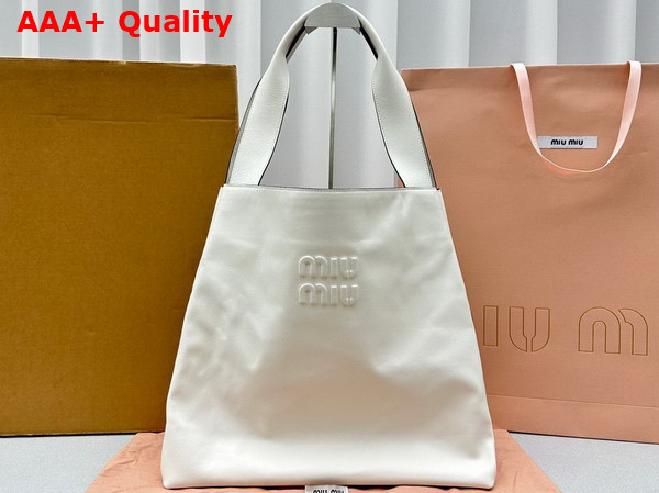 Miu Miu Leather Hobo Bag in White 5BC119 Replica