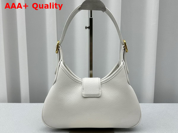 Miu Miu Leather Hobo Bag in White Goatskin with Snap Hook Replica