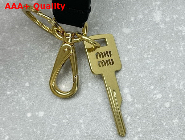 Miu Miu Leather Key Ring Trick in Black 5TT176 Replica