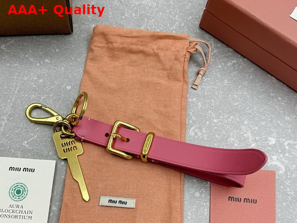 Miu Miu Leather Key Ring Trick in Pink 5TT176 Replica