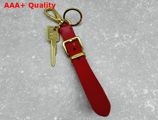 Miu Miu Leather Key Ring Trick in Red 5TT176 Replica