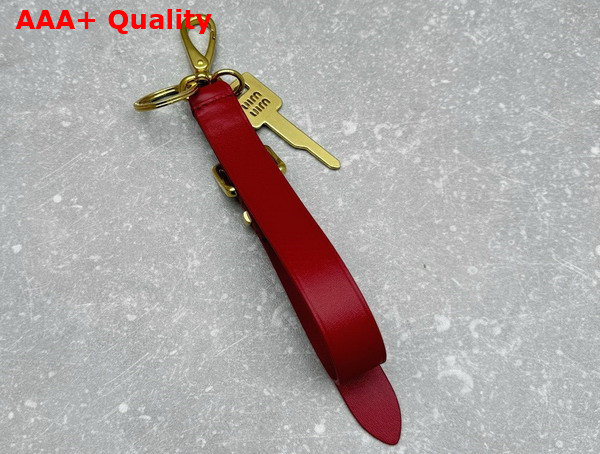 Miu Miu Leather Key Ring Trick in Red 5TT176 Replica