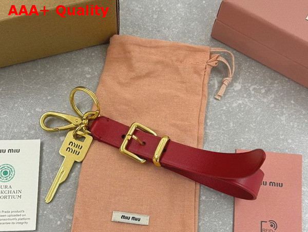 Miu Miu Leather Key Ring Trick in Red 5TT176 Replica