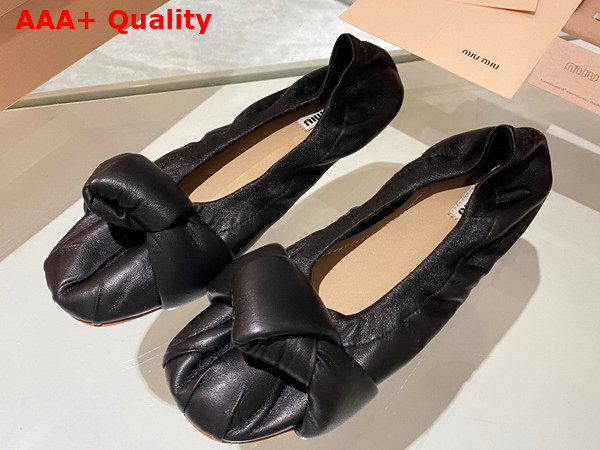 Miu Miu Leather Knot Ballerinas in Black Replica