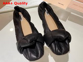 Miu Miu Leather Knot Ballerinas in Black Replica