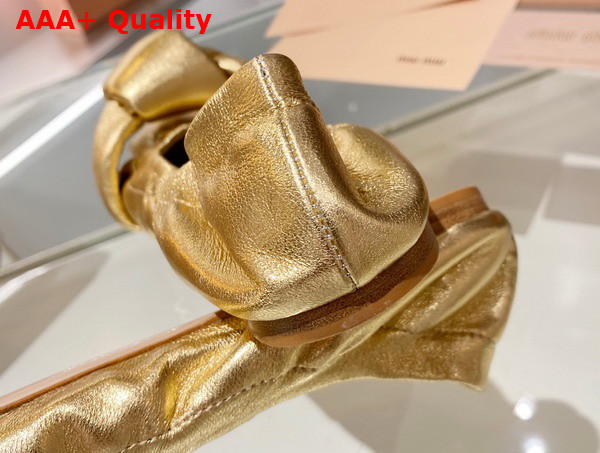 Miu Miu Leather Knot Ballerinas in Gold Replica