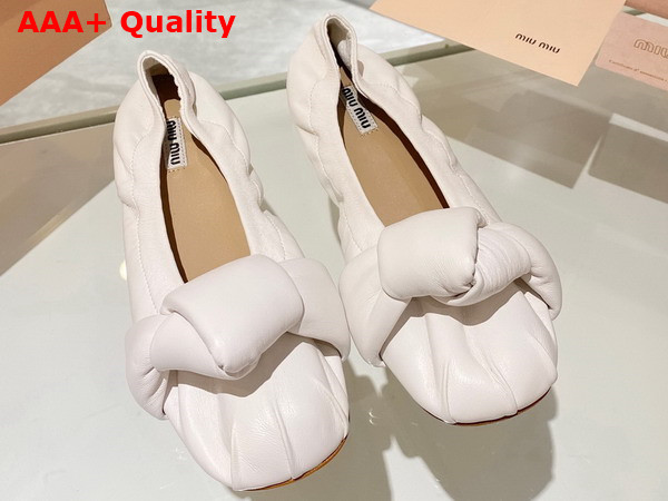 Miu Miu Leather Knot Ballerinas in White Replica