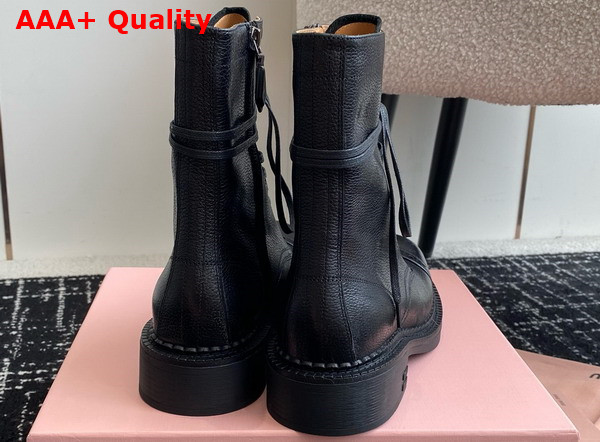 Miu Miu Leather Laced Booties in Black 5U316E Replica