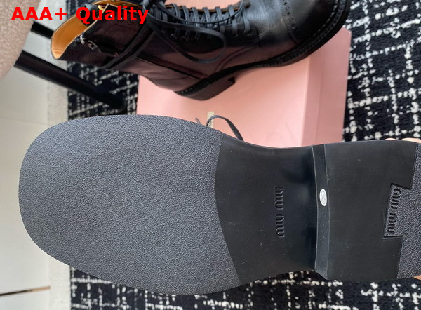 Miu Miu Leather Laced Booties in Black 5U316E Replica