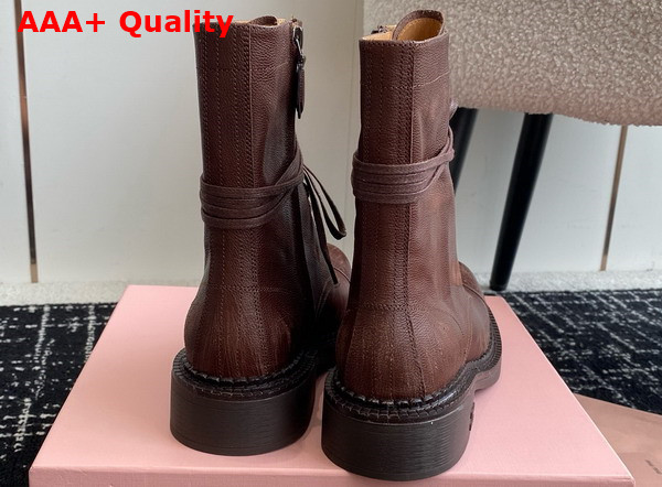 Miu Miu Leather Laced Booties in Cocoa Brown 5U316E Replica