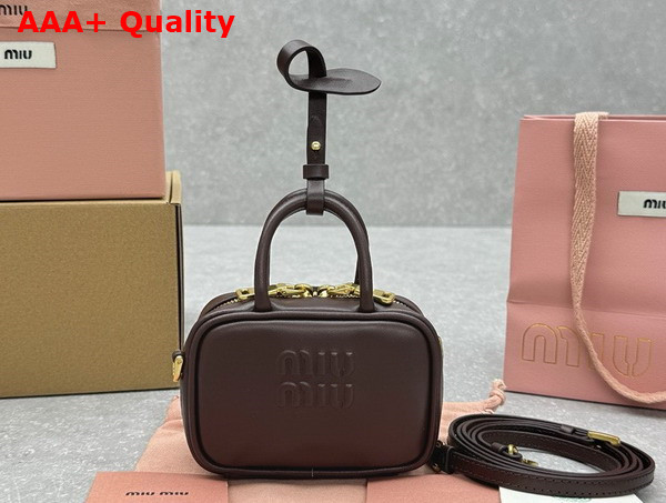 Miu Miu Leather Micro Bag in Briarwood 5NR036 Replica