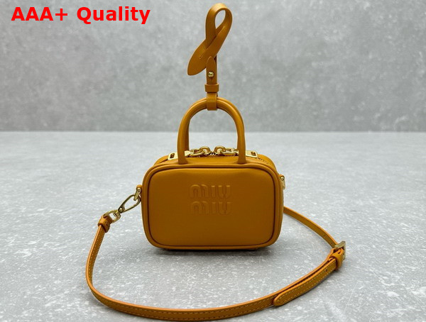 Miu Miu Leather Micro Bag in Ochre 5NR036 Replica