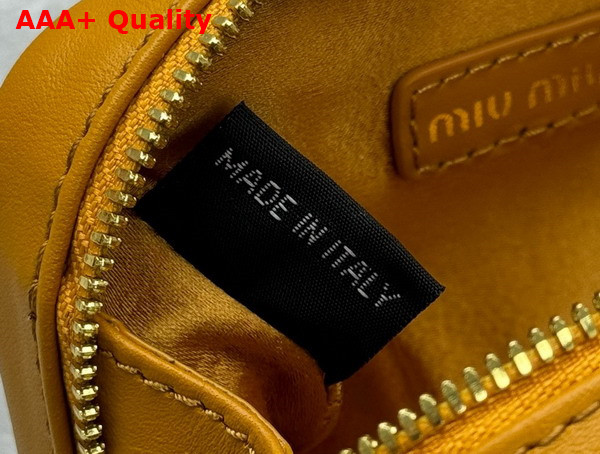 Miu Miu Leather Micro Bag in Ochre 5NR036 Replica