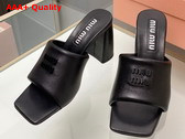 Miu Miu Leather Sandals with Metal Lettering Logo in Black 5XX614 Replica