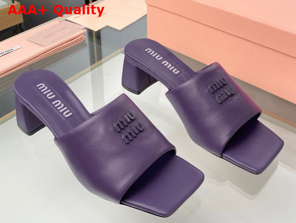 Miu Miu Leather Sandals with Metal Lettering Logo in Purple 5XX614 Replica