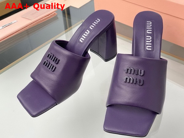 Miu Miu Leather Sandals with Metal Lettering Logo in Purple 5XX614 Replica