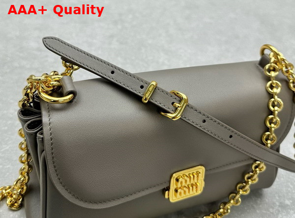 Miu Miu Leather Shoulder Bag in Clay Grey 5BD266 Replica