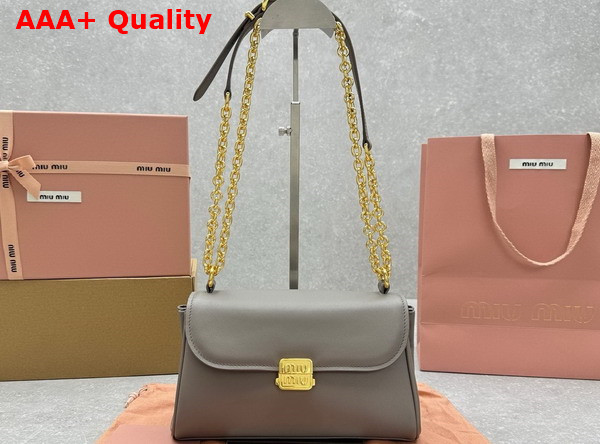 Miu Miu Leather Shoulder Bag in Clay Grey 5BD266 Replica