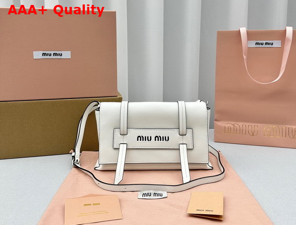 Miu Miu Leather Shoulder Bag in White Replica