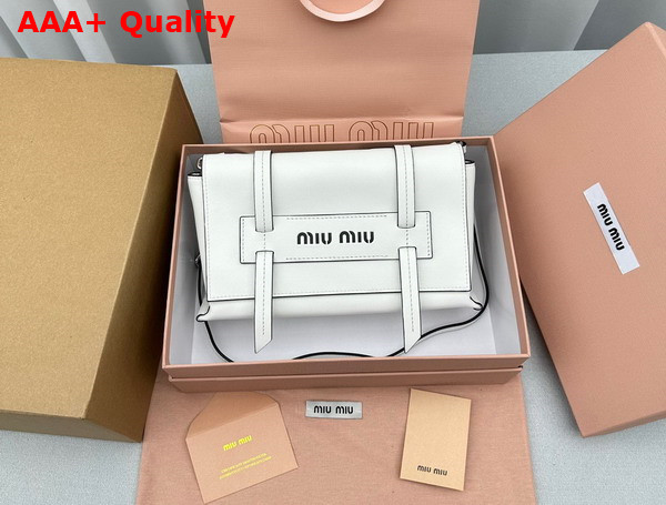 Miu Miu Leather Shoulder Bag in White Replica