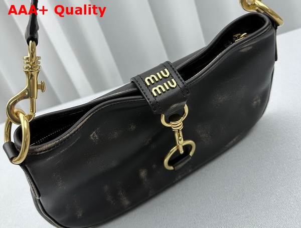 Miu Miu Leather Shoulder Bag with Snap Hook in Brown 5BC123 Replica