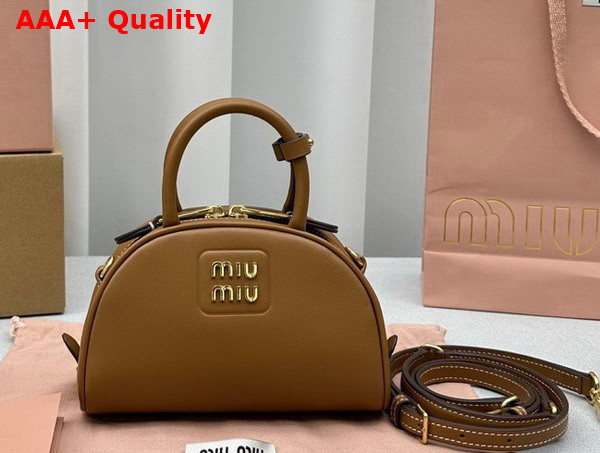 Miu Miu Leather Top Handle Bag in Caramel 5BP085 Replica