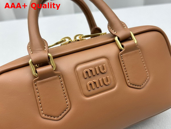 Miu Miu Leather Top Handle Bag in Cognac 5BB142 Replica