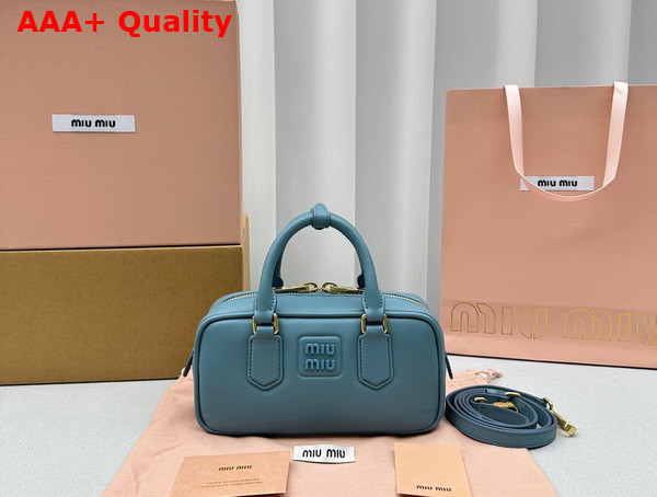 Miu Miu Leather Top Handle Bag in Marina Blue 5BB142 Replica