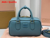 Miu Miu Leather Top Handle Bag in Marina Blue 5BB142 Replica