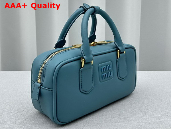 Miu Miu Leather Top Handle Bag in Marina Blue 5BB142 Replica