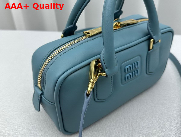 Miu Miu Leather Top Handle Bag in Marina Blue 5BB142 Replica