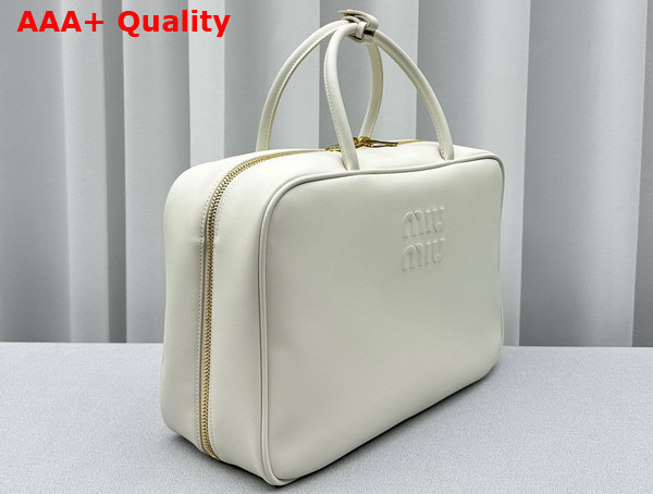 Miu Miu Leather Top Handle Bag in White 5BB117 Replica