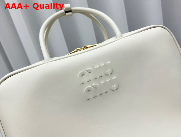 Miu Miu Leather Top Handle Bag in White 5BB117 Replica