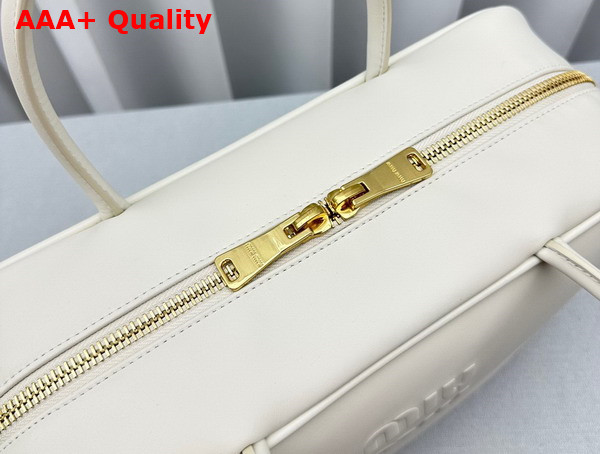 Miu Miu Leather Top Handle Bag in White 5BB117 Replica