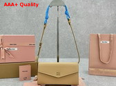 Miu Miu Leather Wallet with Leather and Cord Shoulder Strap Beige Light Blue 5MT025 Replica