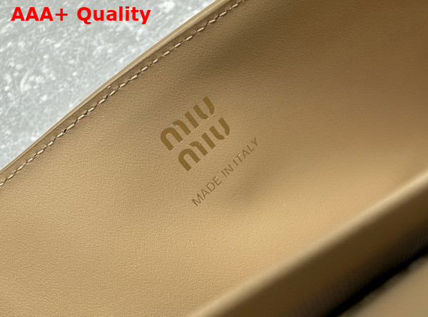 Miu Miu Leather Wallet with Leather and Cord Shoulder Strap Beige Light Blue 5MT025 Replica