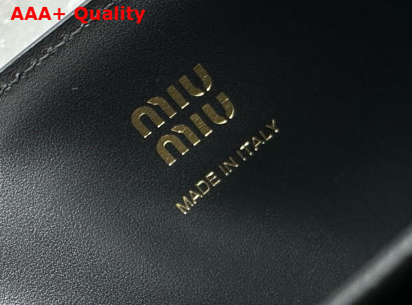 Miu Miu Leather Wallet with Leather and Cord Shoulder Strap Black Baltic Blue 5MT025 Replica