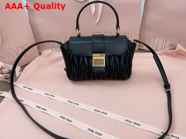 Miu Miu Matelasse Nappa Leather Mini Bag in Black 5BP083 Replica