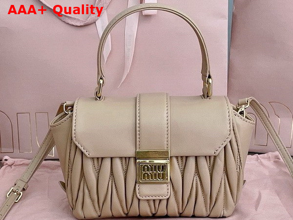 Miu Miu Matelasse Nappa Leather Mini Bag in Dark Beige 5BP083 Replica