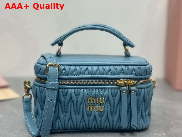 Miu Miu Matelasse Nappa Leather Shoulder Bag in Light Blue 5BH226 Replica