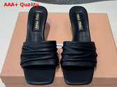 Miu Miu Medium Heeled Matelasse Nappa Leather Slides in Black Replica