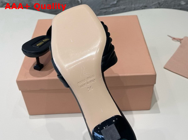 Miu Miu Medium Heeled Matelasse Nappa Leather Slides in Black Replica