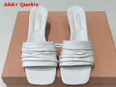Miu Miu Medium Heeled Matelasse Nappa Leather Slides in White Replica