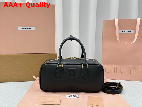 Miu Miu Medium Leather Top Handle Bag in Black 5BB148 Replica